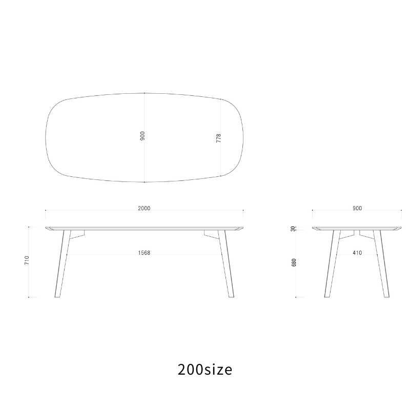 【BAUM】ダイニングテーブル【160cm/180cm/200cm】
