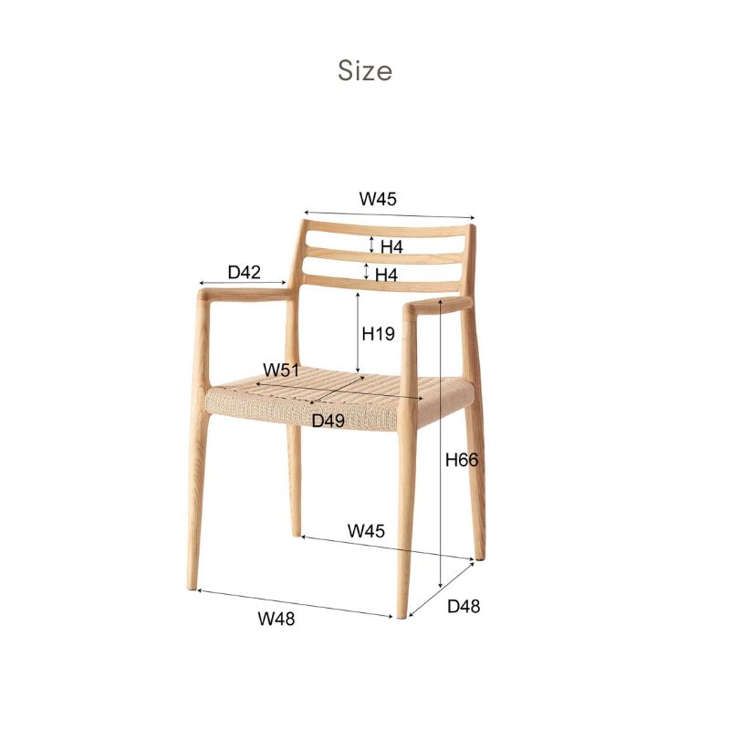 ペーパーコード肘ありチェア【ブラック】