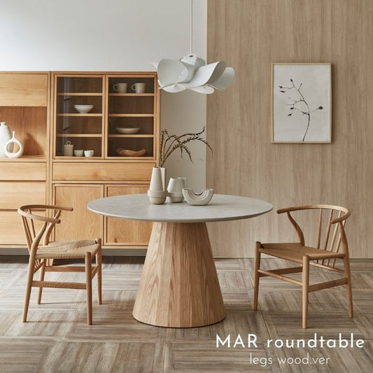 【MAR】ラウンドテーブル|突板脚 100cm 110cm 120cm  ダイニングテーブル