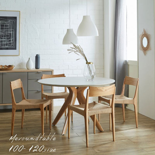 【 ME 】ラウンドテーブル 100cm|脚オーク色  ダイニングテーブル