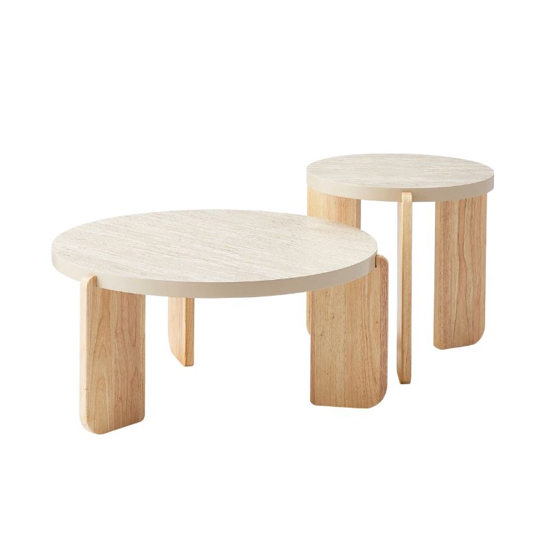 【ベージュ】アートセンターテーブル【83cm】