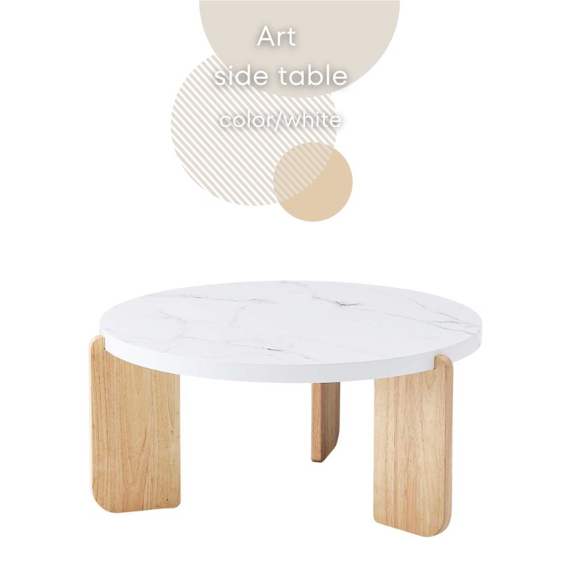 【ホワイト】アートセンターテーブル【83cm】