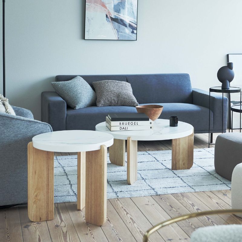 【ホワイト】アートセンターテーブル【83cm】