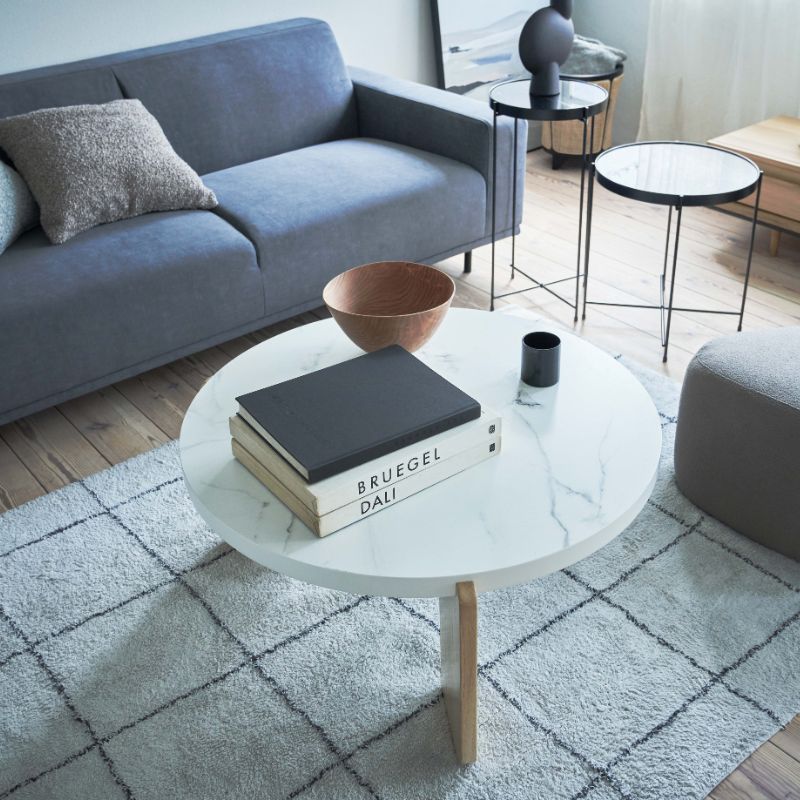 【ホワイト】アートセンターテーブル【83cm】