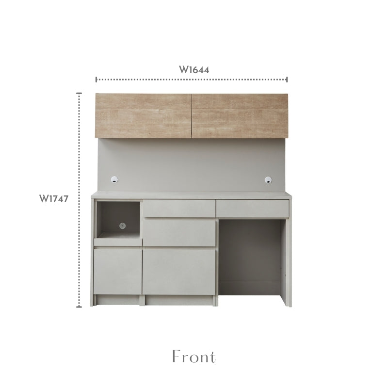 【Tone】キッチンボード 164cm|ソフトクローズレール 食器棚 カップボード