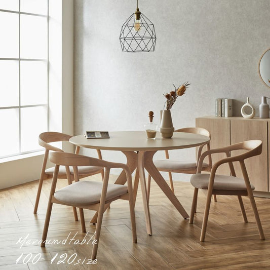 【 ME 】ラウンドテーブル 100cm|脚ホワイト色 ダイニングテーブル