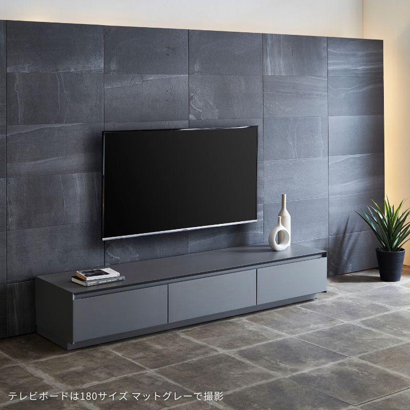 グレー色のテレビボード斜めから撮影