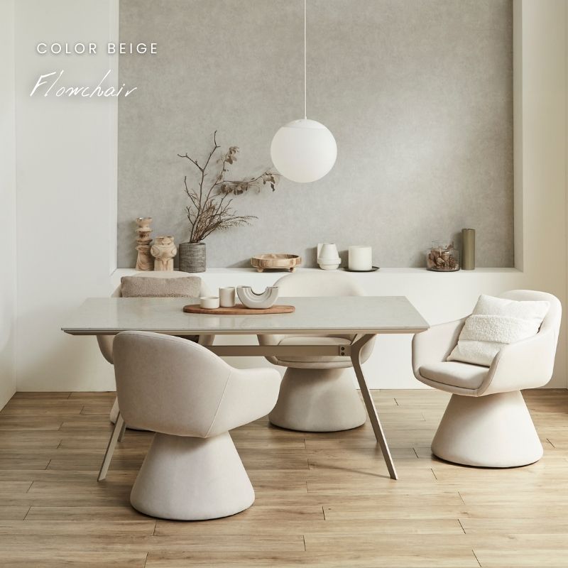 【Flow】回転チェア【ベージュ・ダークグレー】