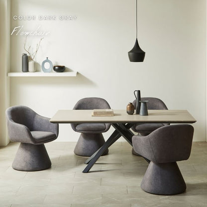 【Flow】回転チェア【ベージュ・ダークグレー】