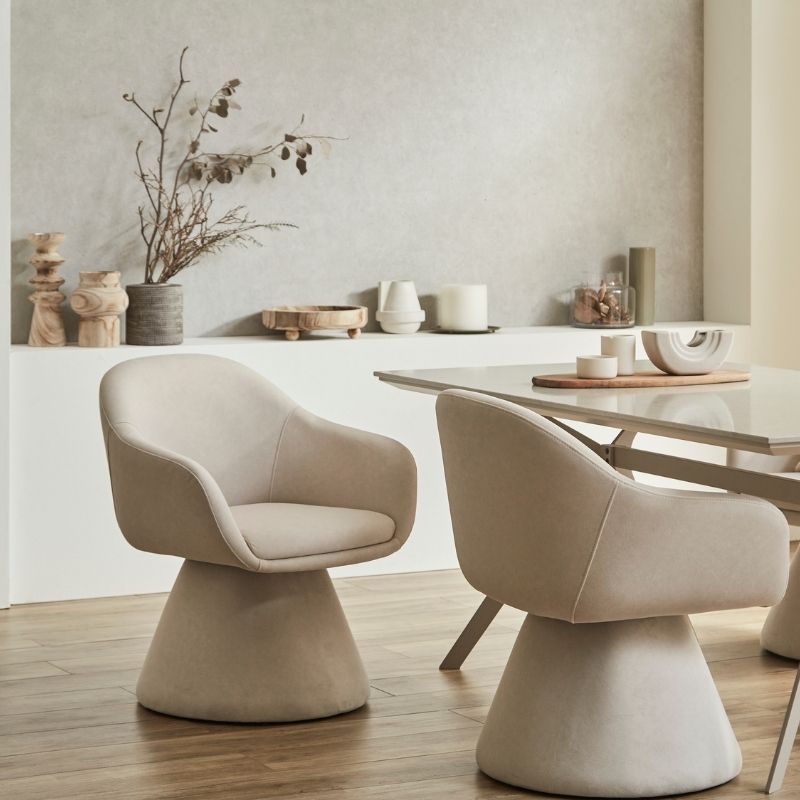 【Flow】回転チェア【ベージュ・ダークグレー】