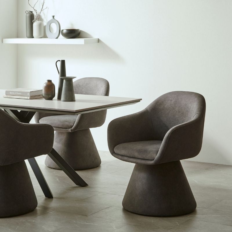 【Flow】回転チェア【ベージュ・ダークグレー】